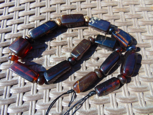 76 gr Small Necklace beads Indonesian Cherry Red Amber for Healing 26NA11