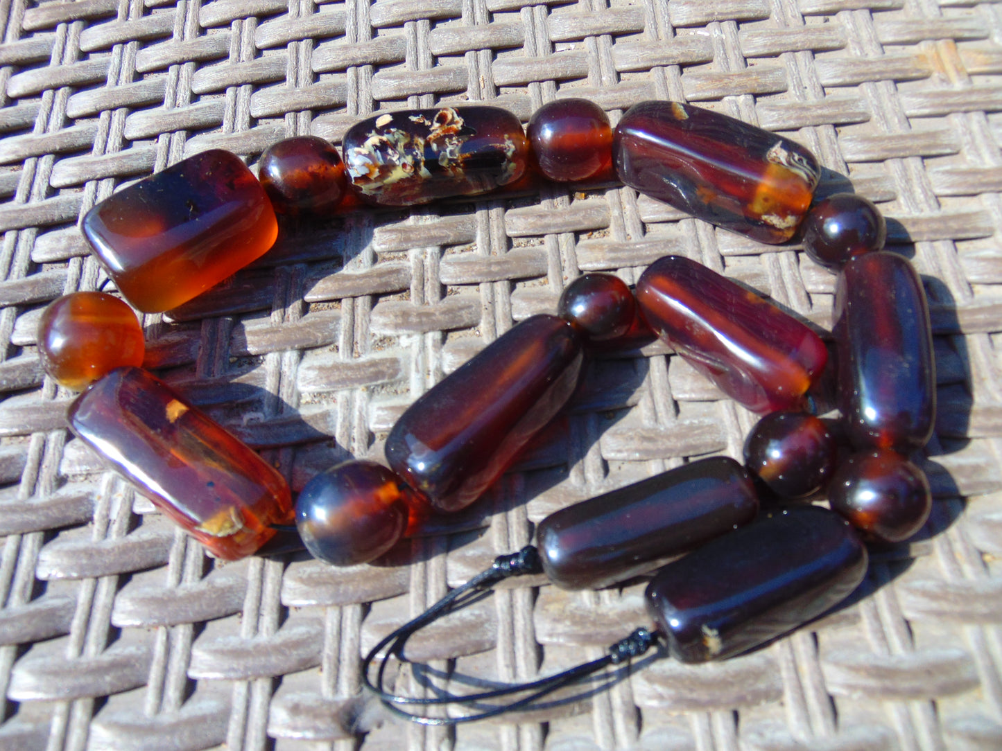 114 gr Small Necklace beads Indonesian Crystal Red Blue Amber for Healing 26NA05
