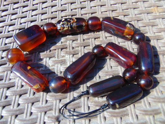 114 gr Small Necklace beads Indonesian Crystal Red Blue Amber for Healing 26NA05