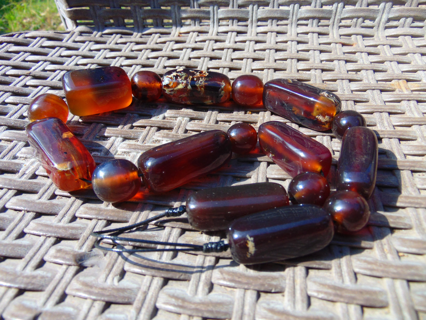 114 gr Small Necklace beads Indonesian Crystal Red Blue Amber for Healing 26NA05