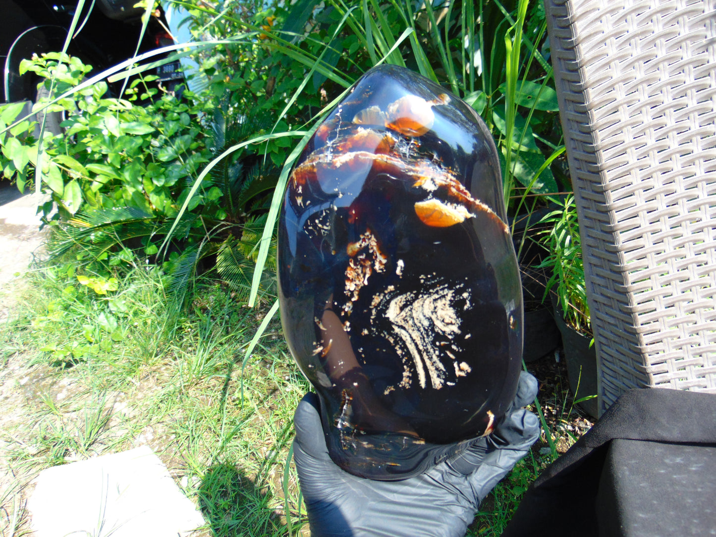1167 gram full polished 25x12x7 cm Indonesian Dark Blue Amber for Healing AR82