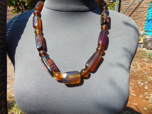 72 gr Small Necklace beads Indonesian Crystal Yellow blue Amber for Healing 26NA04