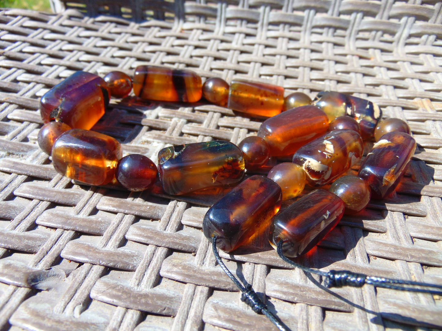 84 gr Small Necklace beads Indonesian Crystal Red Blue Amber for Healing 26NA06