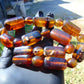 84 gr Small Necklace beads Indonesian Crystal Red Blue Amber for Healing 26NA06