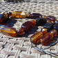 91 gr Small Necklace beads Indonesian Crystal Blue Amber for Healing 26NA03