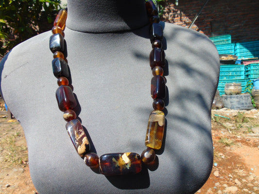 91 gr Small Necklace beads Indonesian Blue Amber for Healing 26NA03