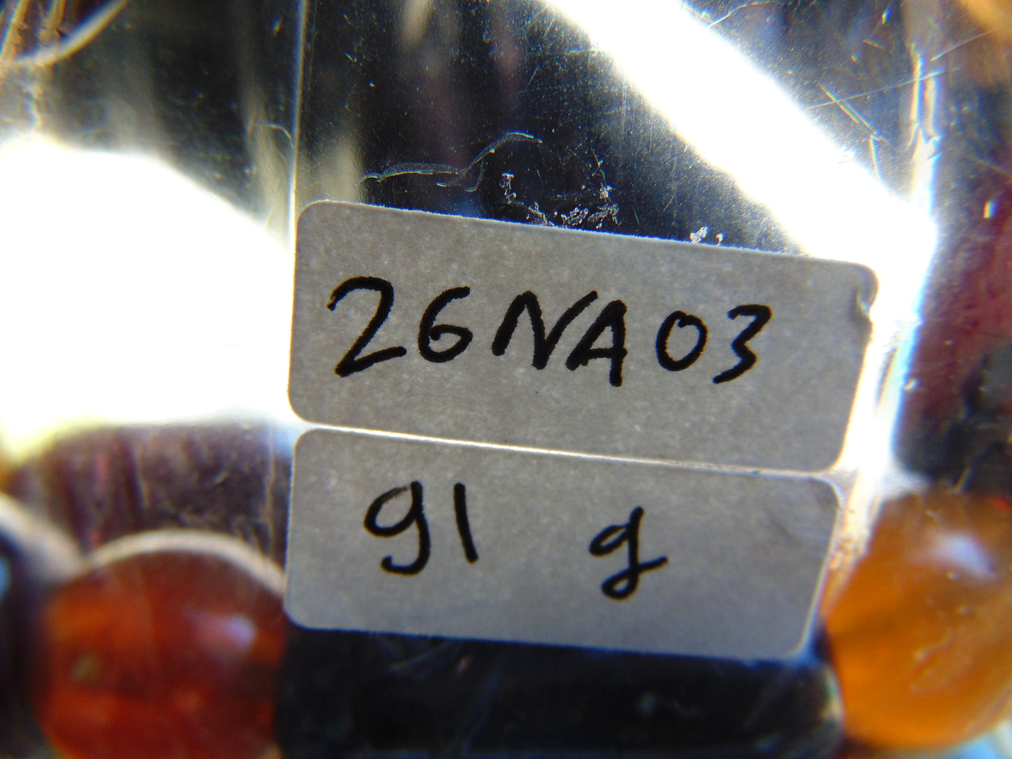 91 gr Small Necklace beads Indonesian Crystal Blue Amber for Healing 26NA03