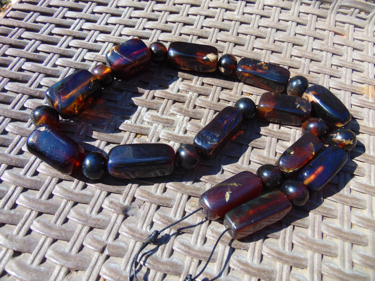 142 gr Small Necklace beads Indonesian Crystal Dark Blue Amber for Healing 26NA02