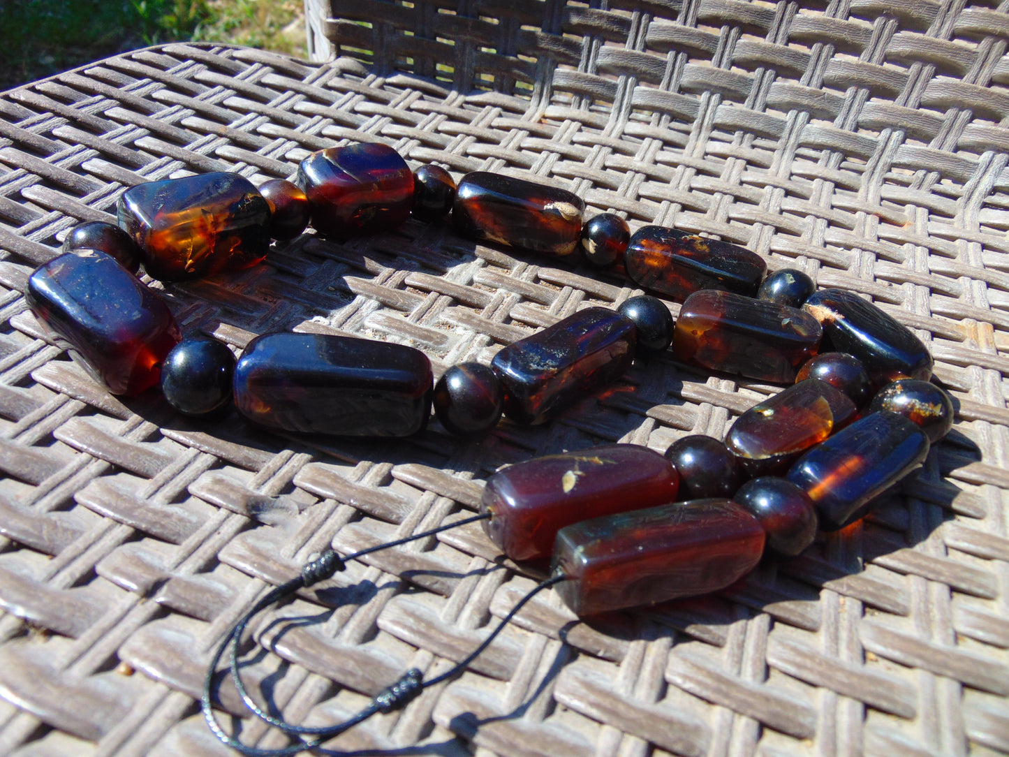 142 gr Small Necklace beads Indonesian Crystal Dark Blue Amber for Healing 26NA02