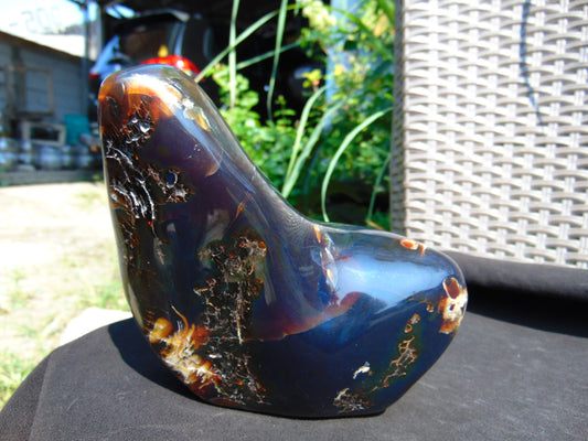713 gram full polished 7x6x11 cm Indonesian Sumatra Dark Blue Amber for Healing ML31