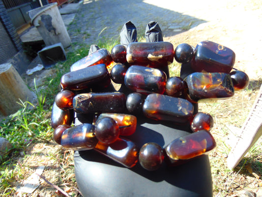 142 gr Small Necklace beads Indonesian Crystal Dark Blue Amber for Healing 26NA02