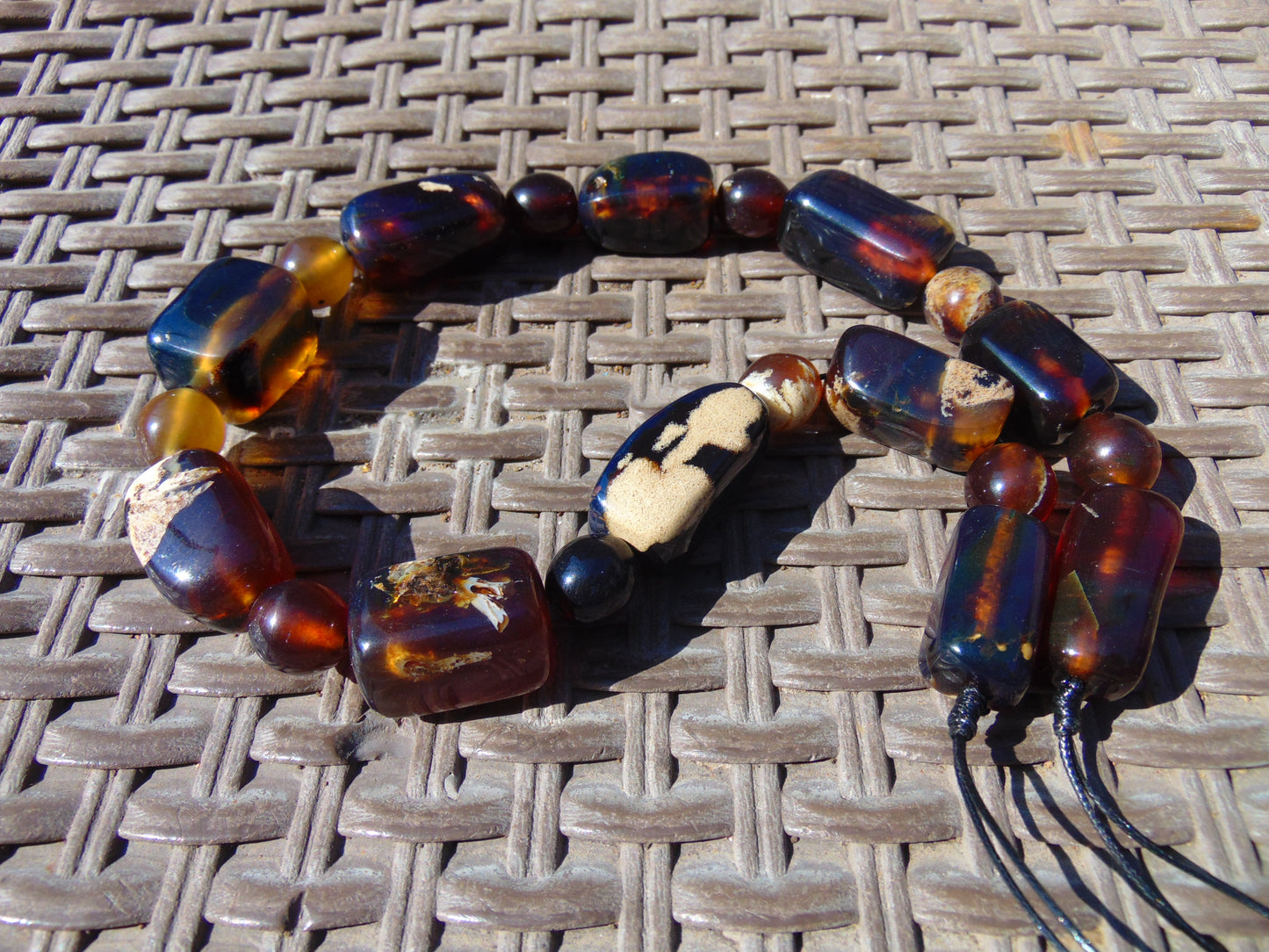 99 gr Small Necklace beads Indonesian Crystal White Blue Amber for Healing 26NA08