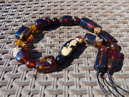 99 gr Small Necklace beads Indonesian Crystal White Blue Amber for Healing 26NA08