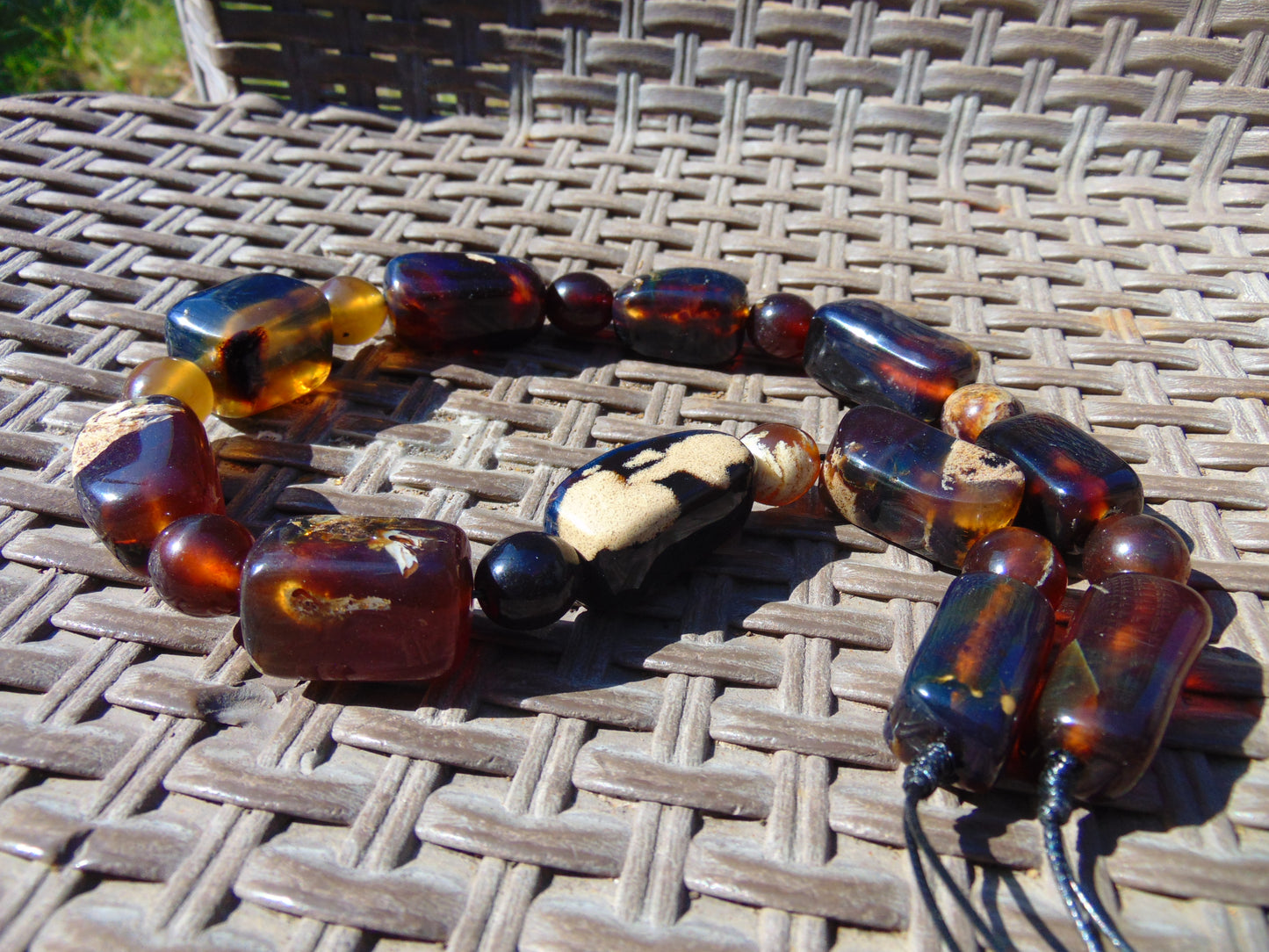 99 gr Small Necklace beads Indonesian Crystal White Blue Amber for Healing 26NA08
