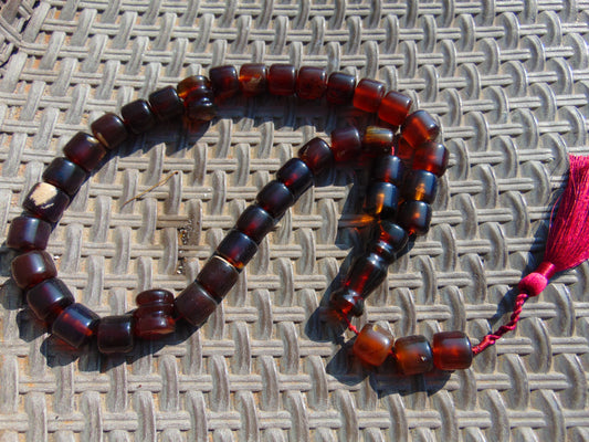 130 gr Komboloi Mesbah Rosary 33+3 Beads 16x16 mm Indonesian Sumatra Amber for Healing No.7