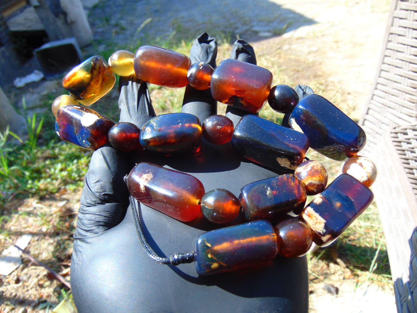 99 gr Small Necklace beads Indonesian Crystal White Blue Amber for Healing 26NA08