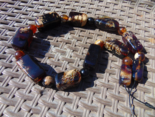 130 gr Small Necklace beads Indonesian Crystal WHite Blue Amber for Healing 26NA09