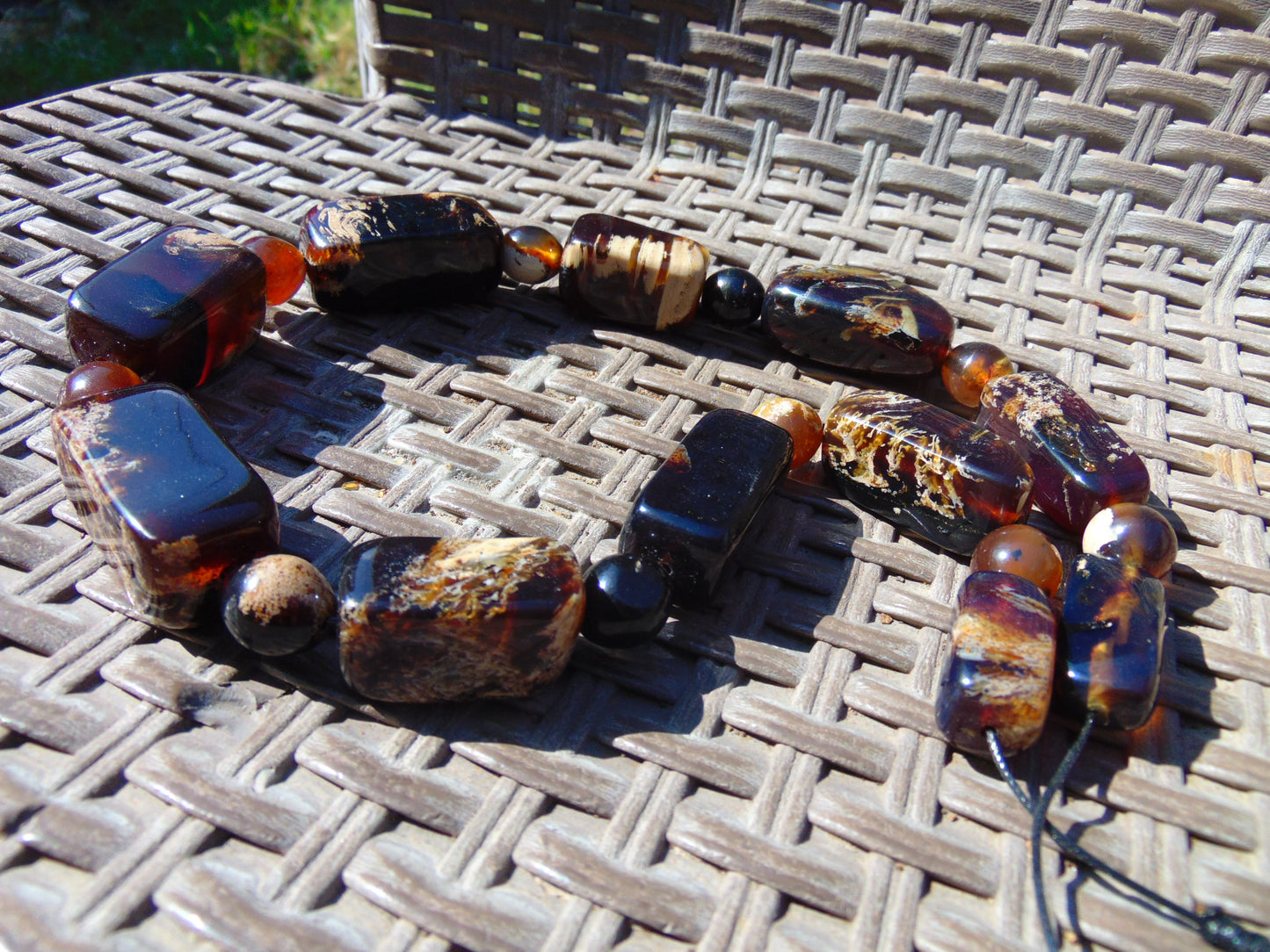130 gr Small Necklace beads Indonesian Crystal WHite Blue Amber for Healing 26NA09