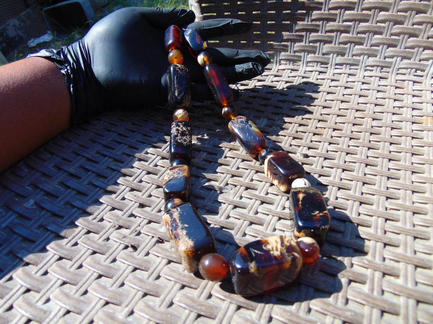 130 gr Small Necklace beads Indonesian Crystal WHite Blue Amber for Healing 26NA09