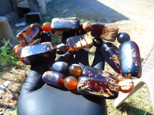 130 gr Small Necklace beads Indonesian Crystal WHite Blue Amber for Healing 26NA09