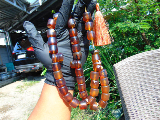 126 gram Komboloi Mesbah Rosary 33+3 Beads 16x16 mm Indonesian Sumatra Amber for Healing No.14