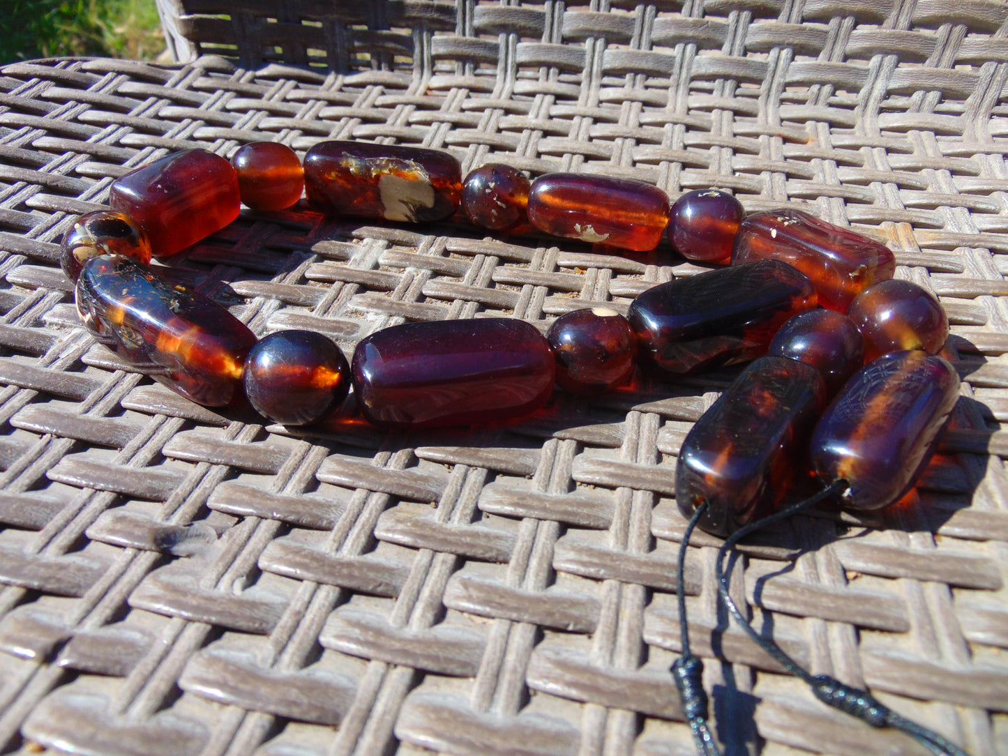 122 gr Small Necklace beads Indonesian Crystal Red blue Amber for Healing 26NA01