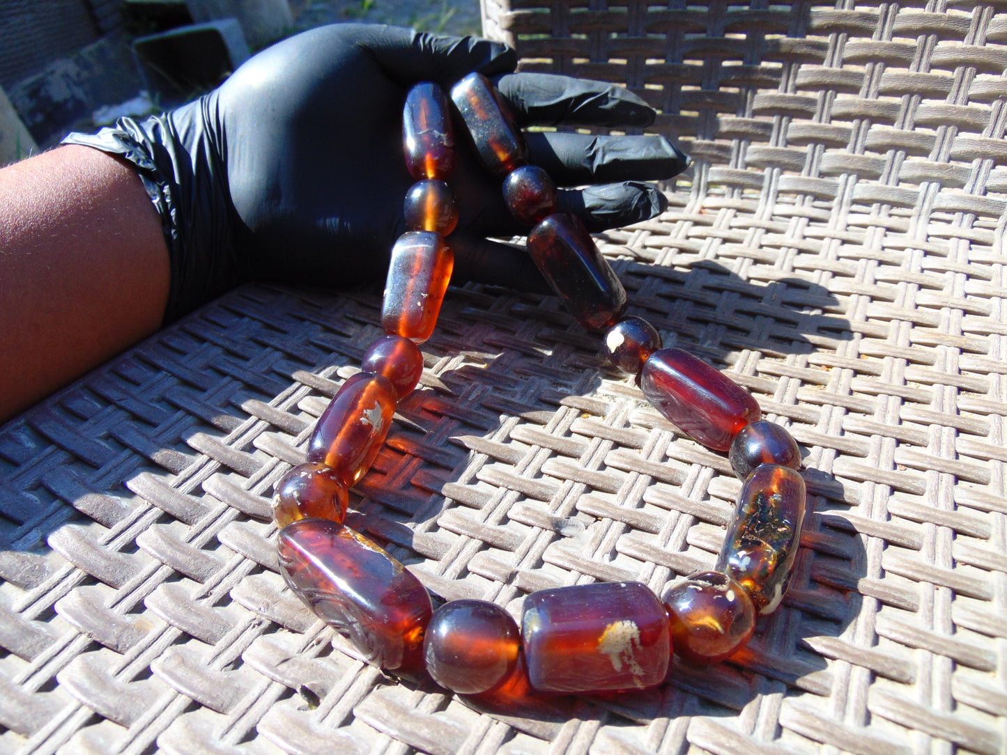 122 gr Small Necklace beads Indonesian Crystal Red blue Amber for Healing 26NA01