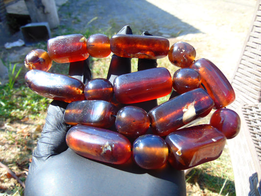 122 gr Small Necklace beads Indonesian Crystal Red blue Amber for Healing 26NA01