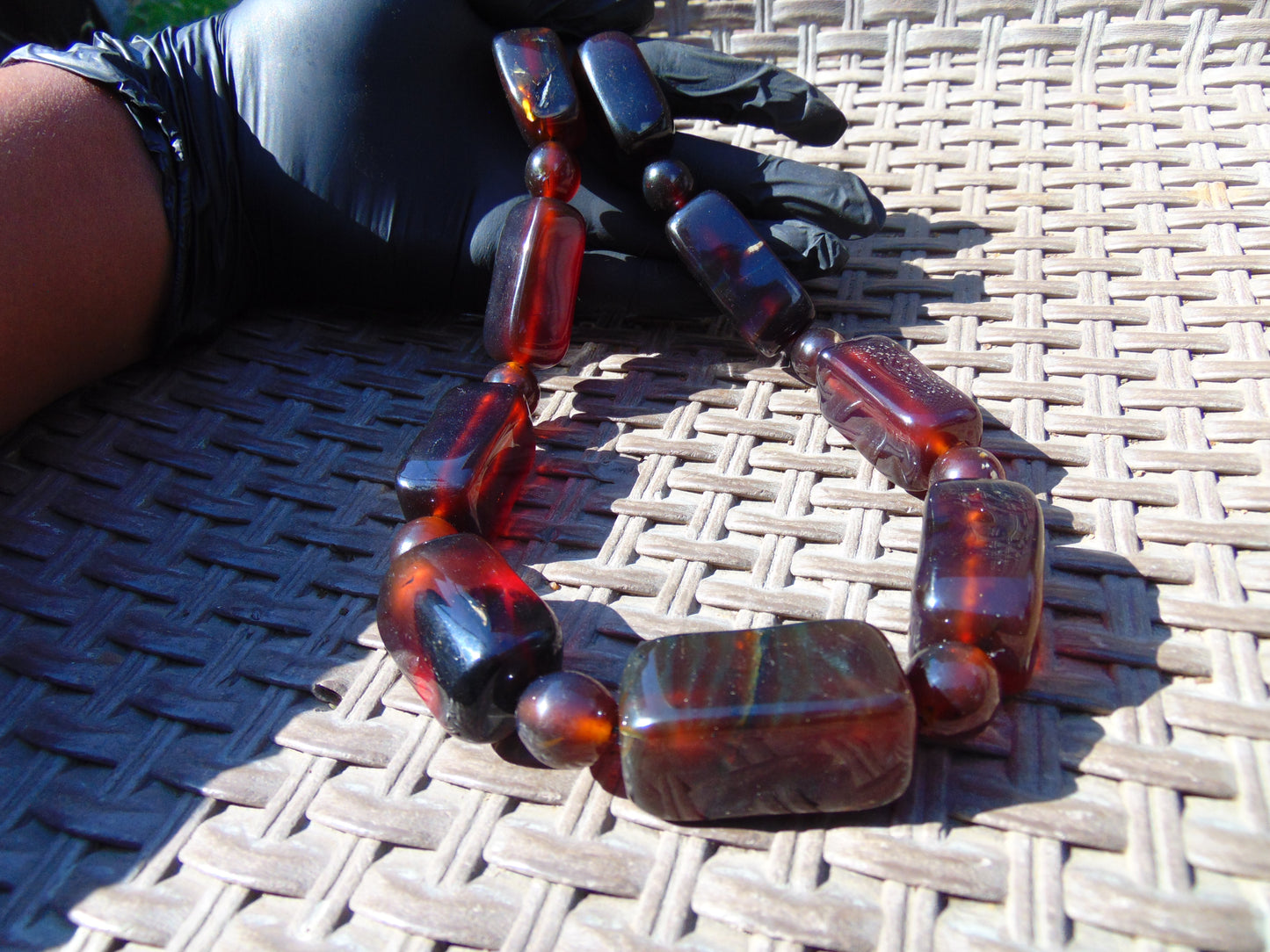 122 gr Small Necklace beads Indonesian Crystal Red Blue Amber for Healing 26NA07