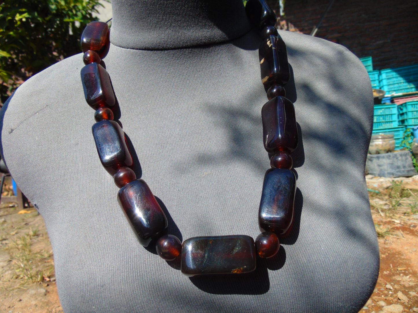 122 gr Small Necklace beads Indonesian Crystal Red Blue Amber for Healing 26NA07