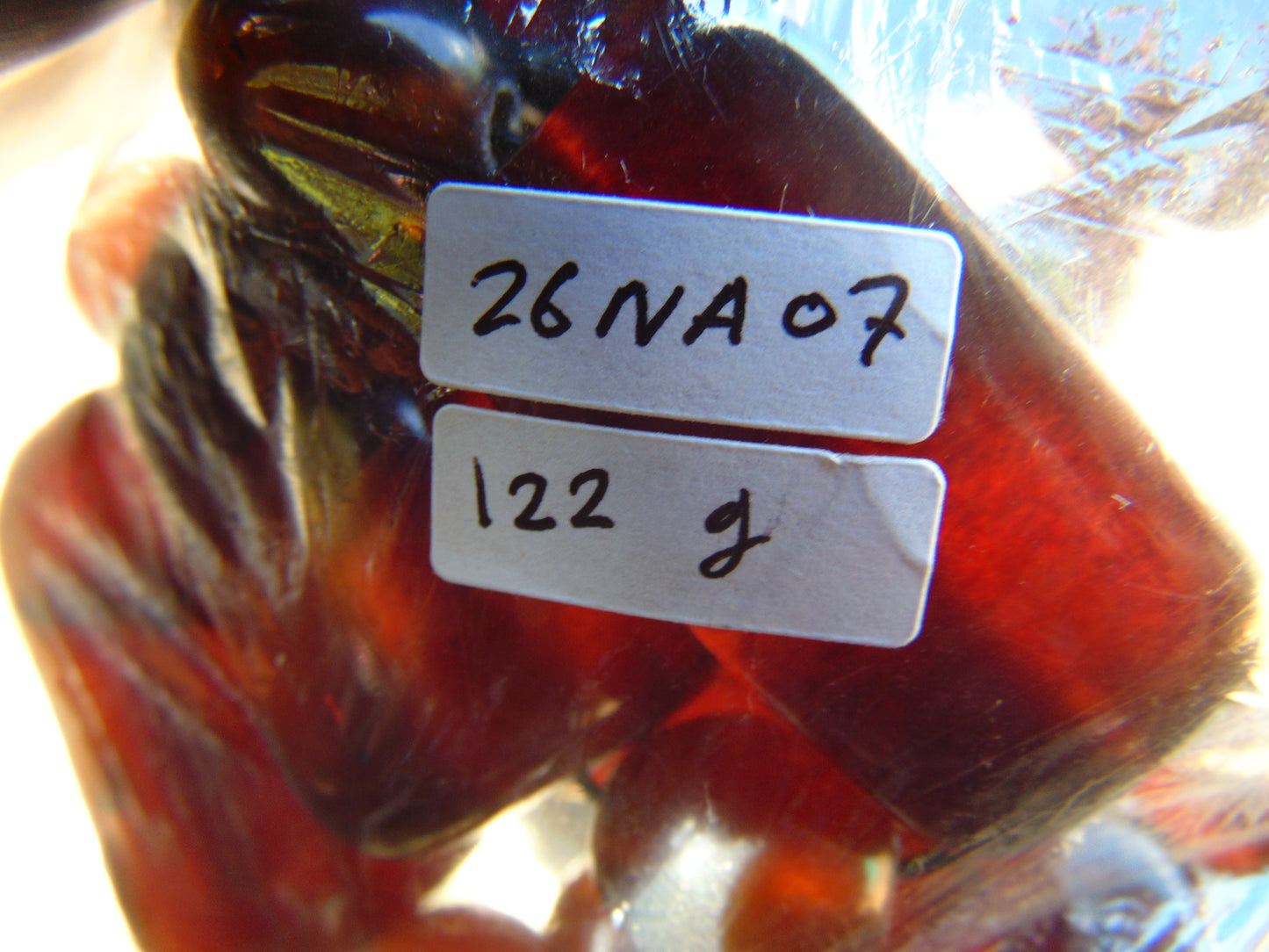 122 gr Small Necklace beads Indonesian Crystal Red Blue Amber for Healing 26NA07