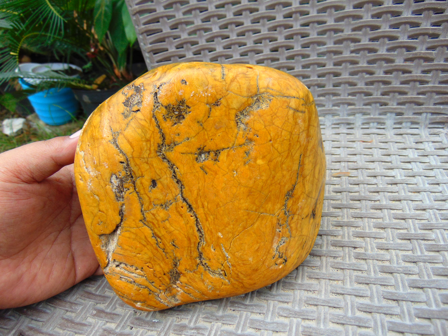1146 gram Polished 140x135x75mm Indonesia Yellow Fragrance Amber for Healing 25K6