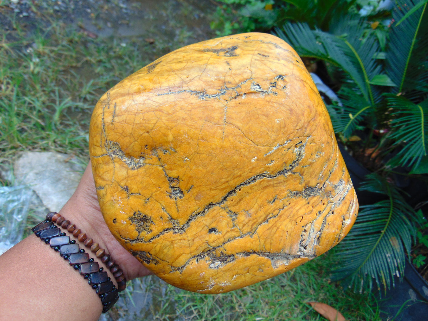 1146 gram Polished 140x135x75mm Indonesia Yellow Fragrance Amber for Healing 25K6