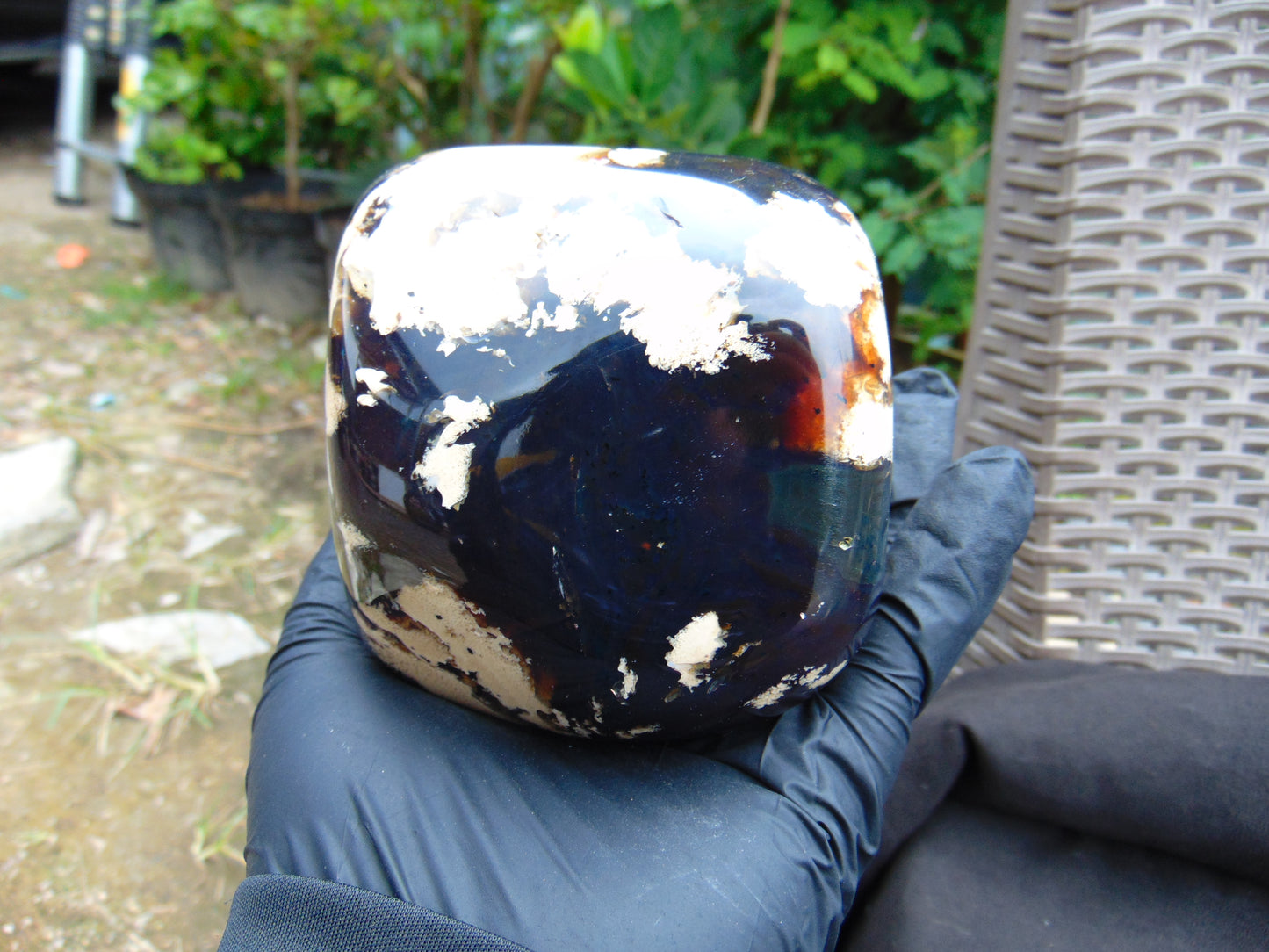 655 gr Blue polished 100x90x88 mm Square Indonesian Amber for Healing WY12