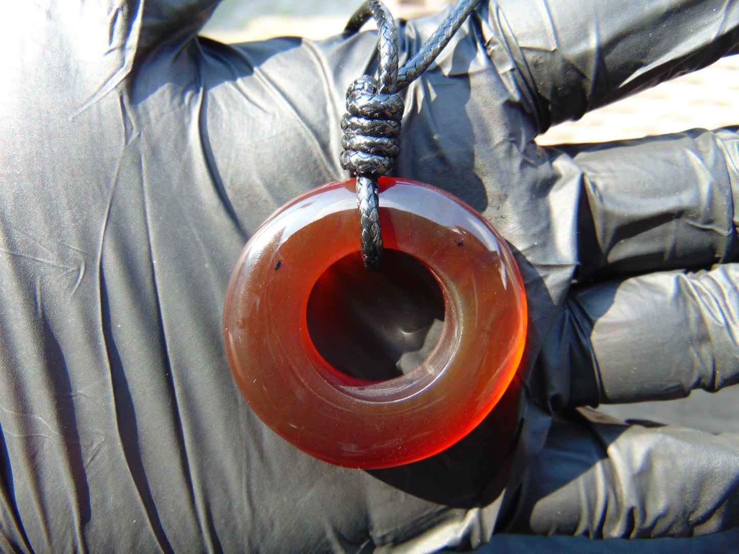 7.9 gr Donut Pendant Indonesian Red Amber for Healing 26N94