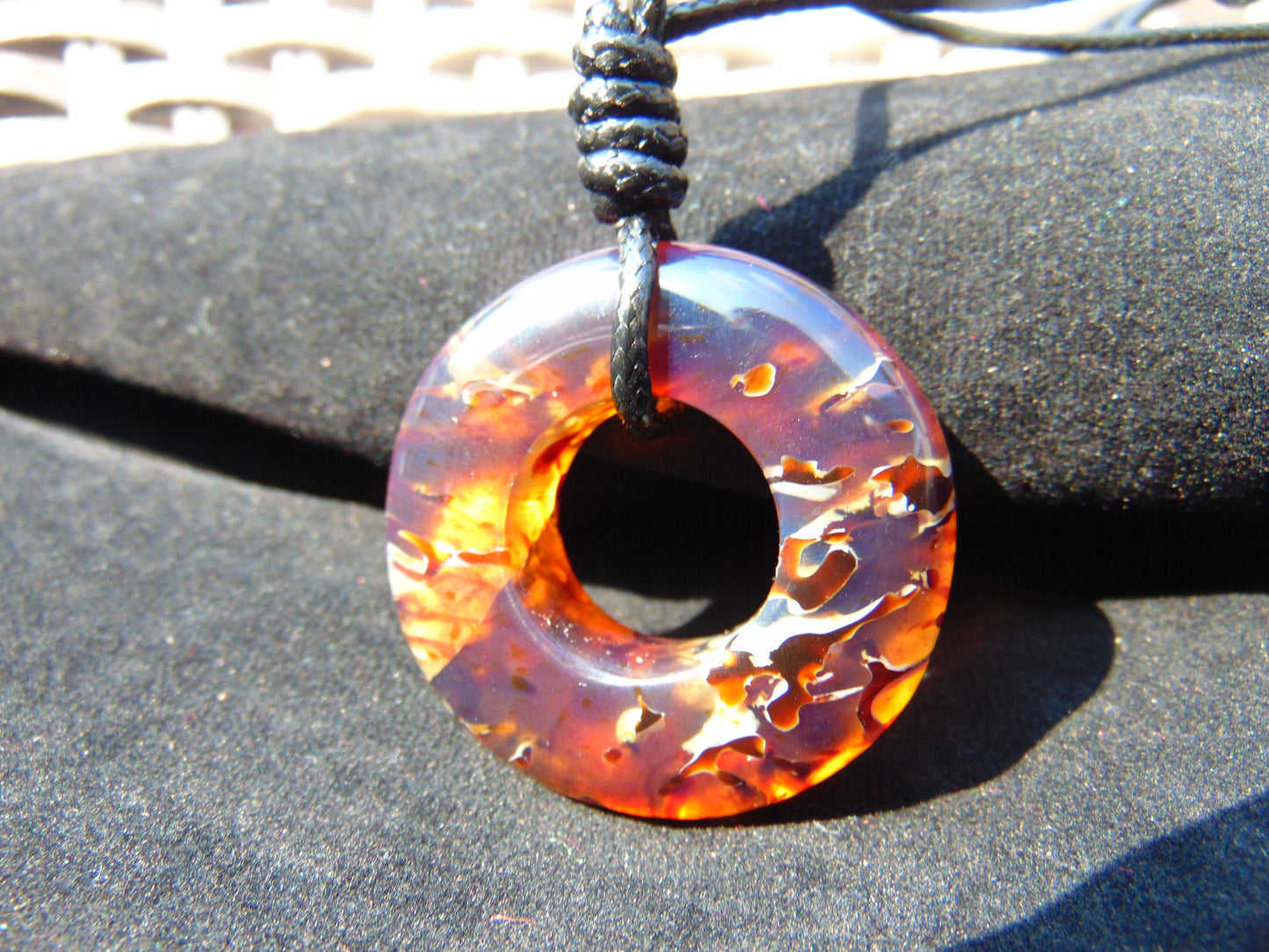11.3 gr Donut Pendant Indonesian Blue Amber for Healing 26N90