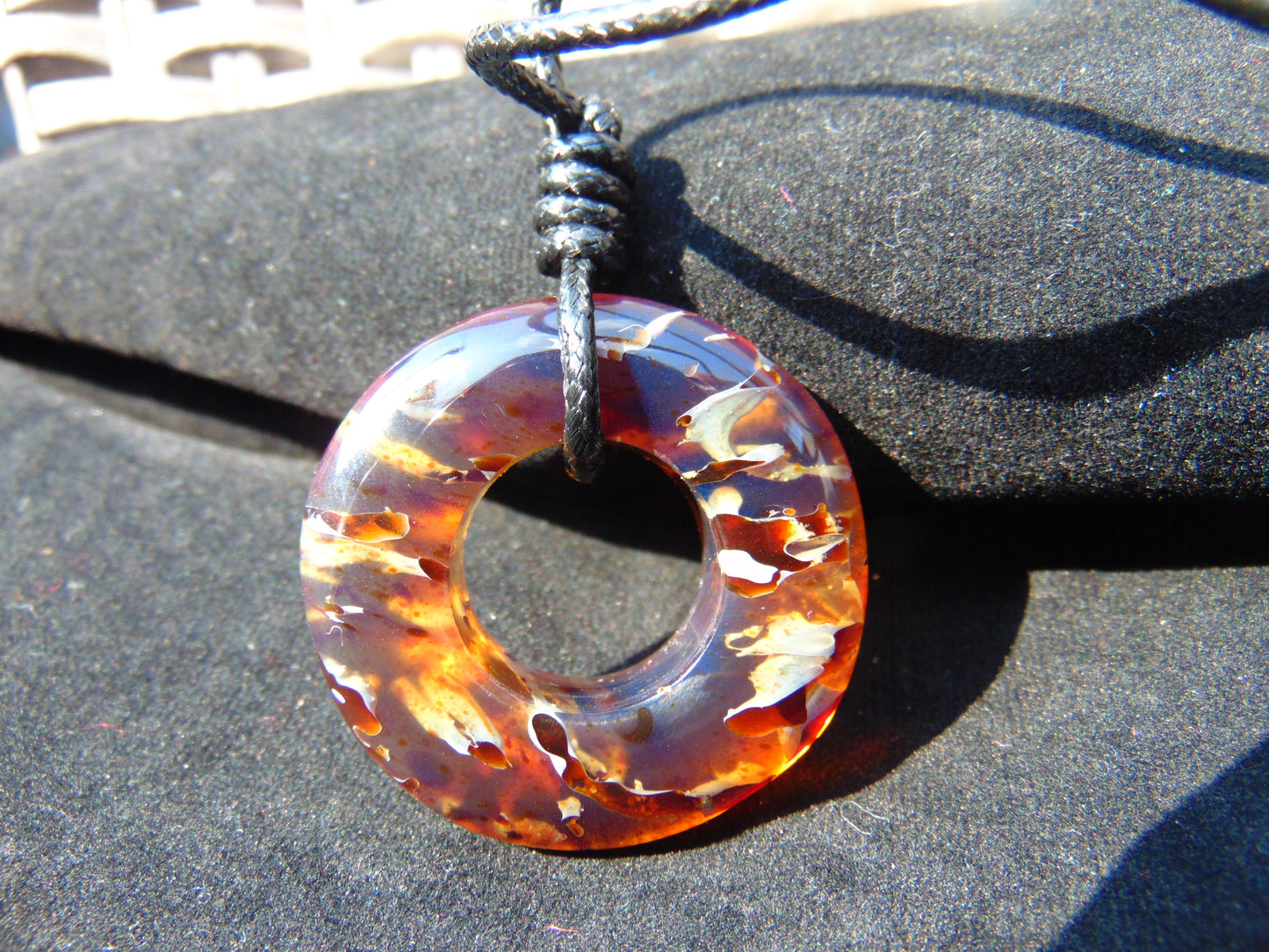 11.3 gr Donut Pendant Indonesian Blue Amber for Healing 26N90