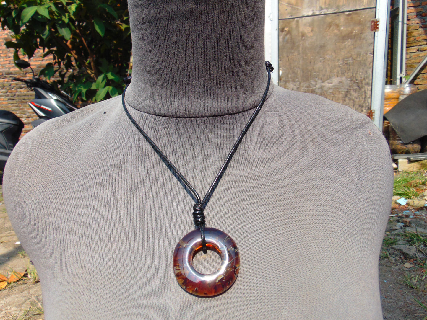 11.3 gr Donut Pendant Indonesian Blue Amber for Healing 26N90