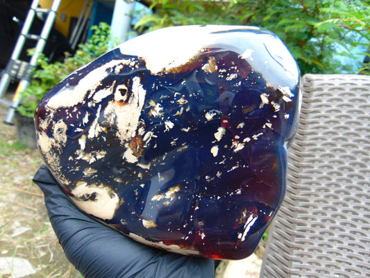 2050 gr Full Polished 17x11x14 cm Mushroom Inclusion  Indonesia Blue Amber for Healing EU14