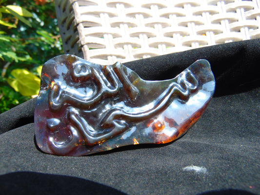 105 gr Calligraphy 2D carving Indonesian Purple Amber for Healing CA6