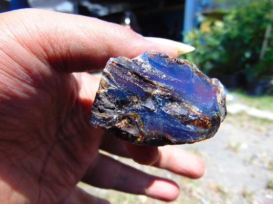 25 gram Rough Raw Indonesian Orange Blue Amber for Healing AGRB97