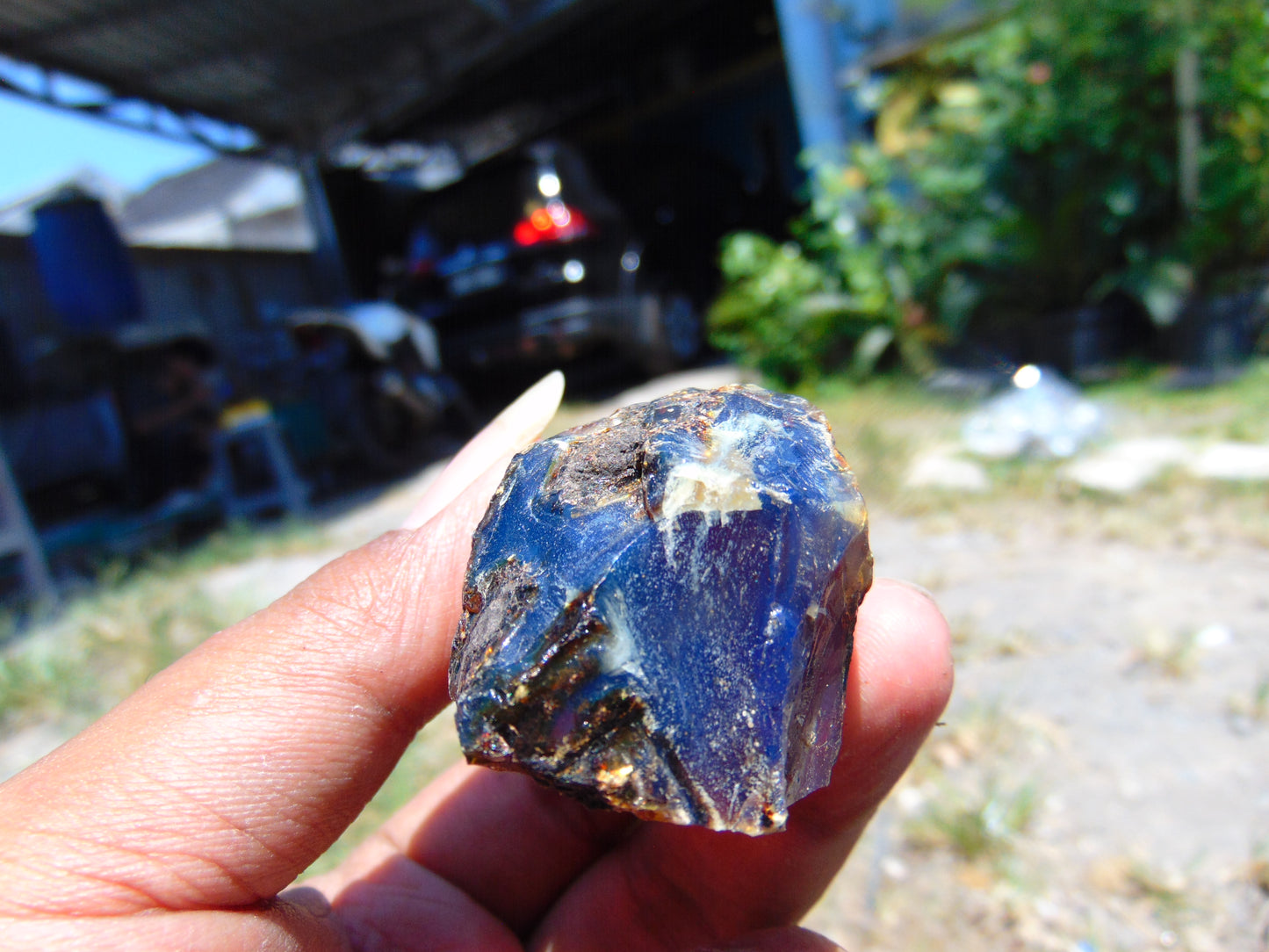 25 gram Rough Raw Indonesian Orange Blue Amber for Healing AGRB97
