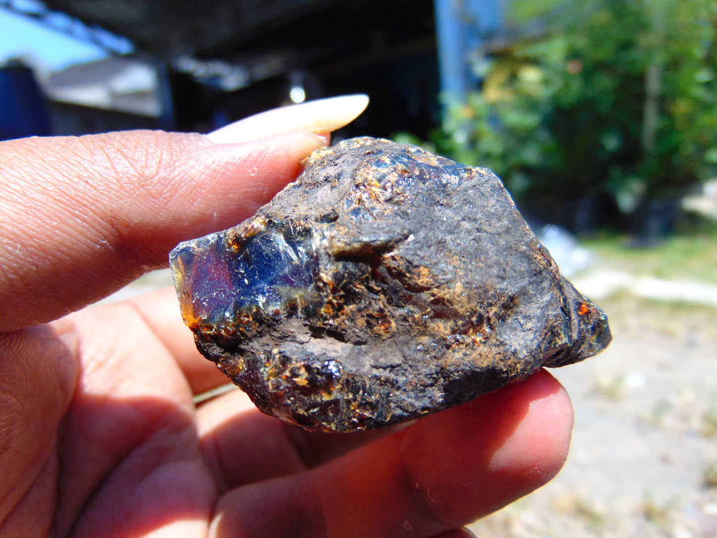 25 gram Rough Raw Indonesian Orange Blue Amber for Healing AGRB97