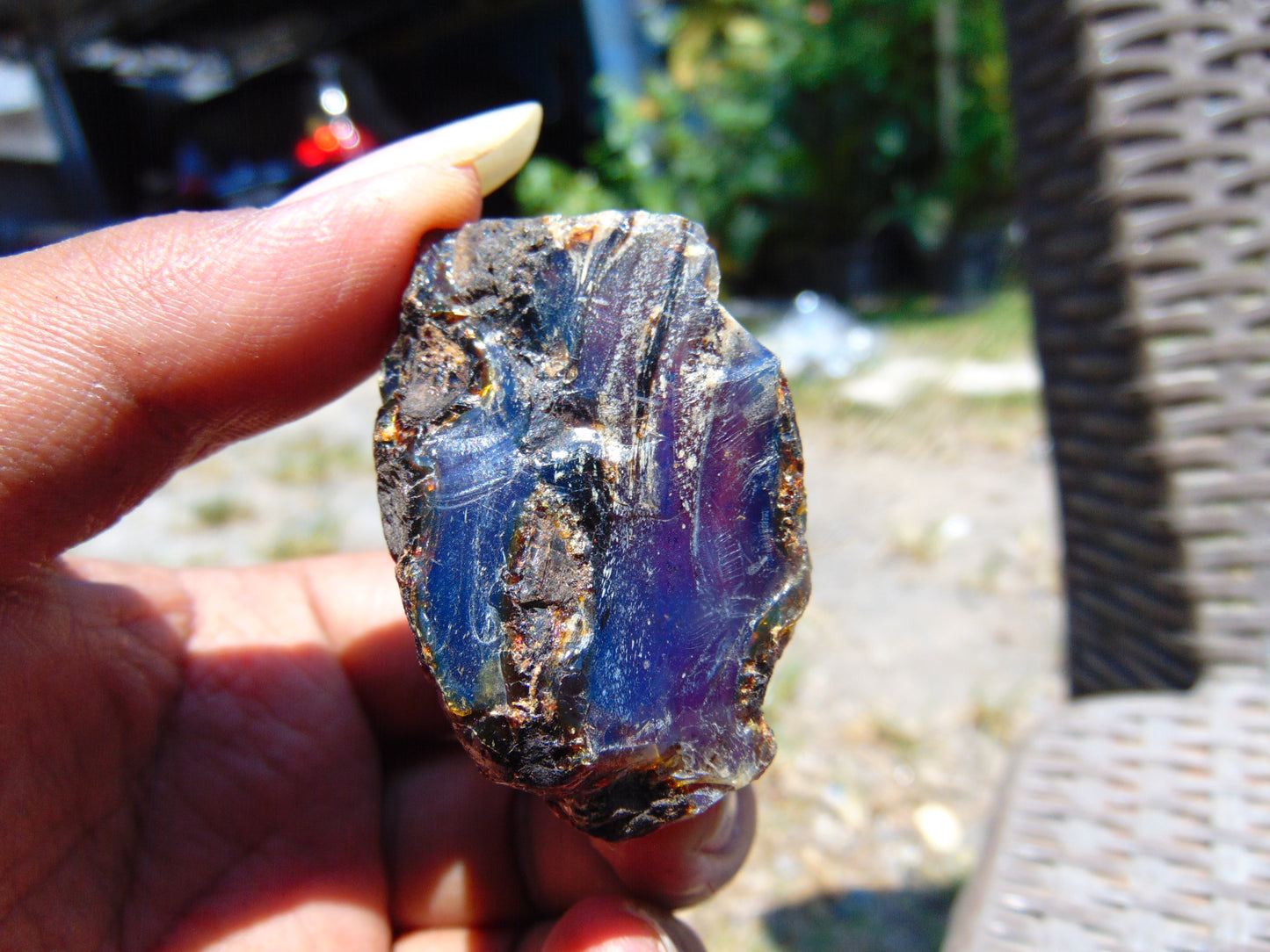 25 gram Rough Raw Indonesian Orange Blue Amber for Healing AGRB97