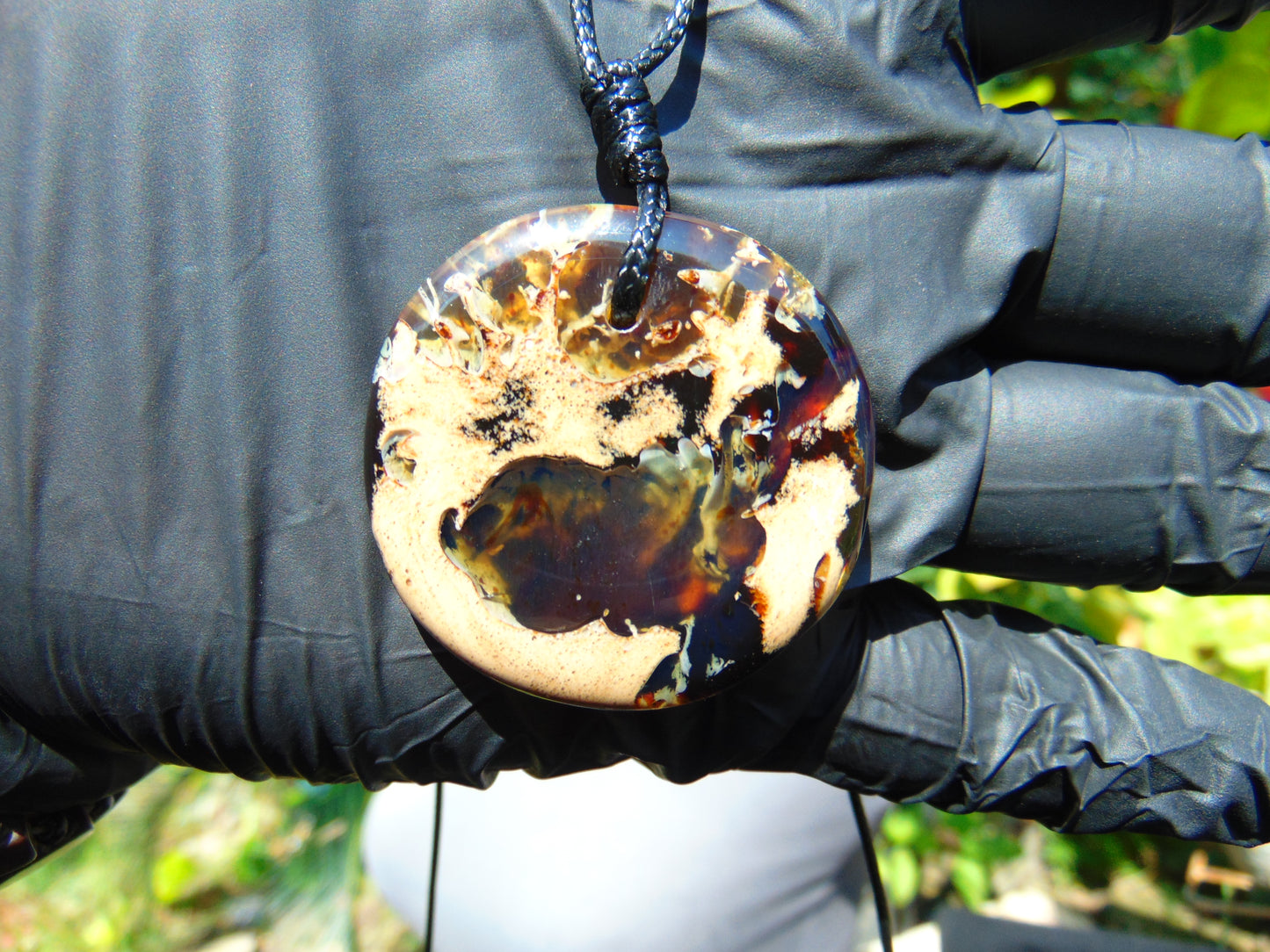9 gram Chip Pendant Indonesian white Blue Amber for Healing 26A63
