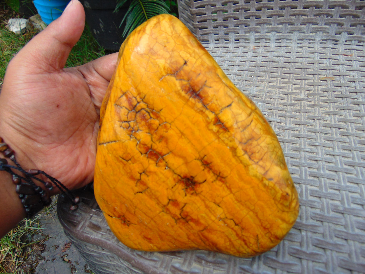 794 gram Polished 150x130x55mm Indonesia Yellow Fragrance Amber for Healing 25K17