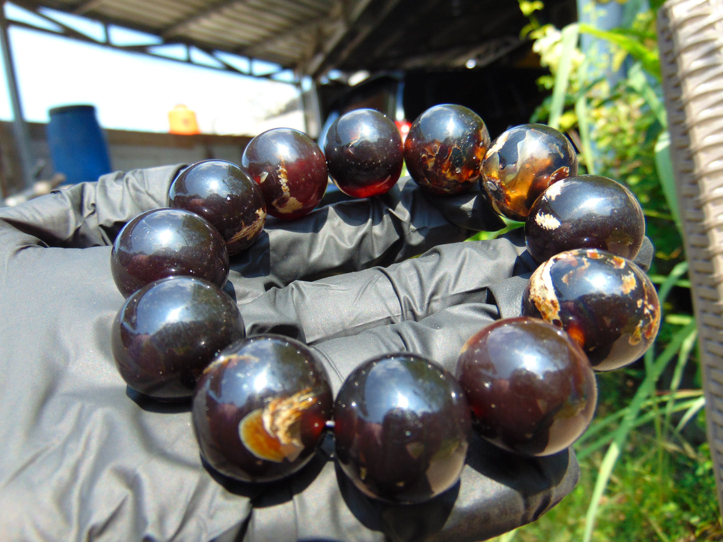 56 gram 12 Beads Mala Bracelet Indonesian Cherry Red Amber 20 mm for Healing G20B33