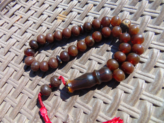 31 gr Tasbih Mesbah Rosary 33+2 Beads 10 mm Indonesian Red Amber for Healing 26TBA48