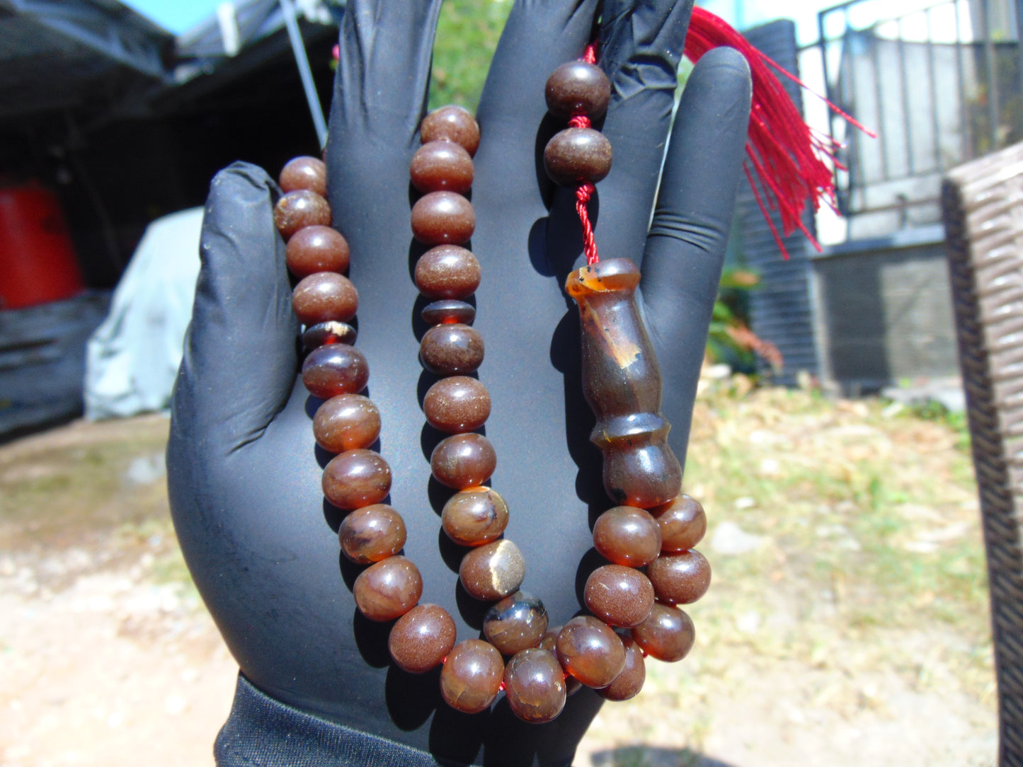 31 gr Tasbih Mesbah Rosary 33+2 Beads 10 mm Indonesian Red Amber for Healing 26TBA48