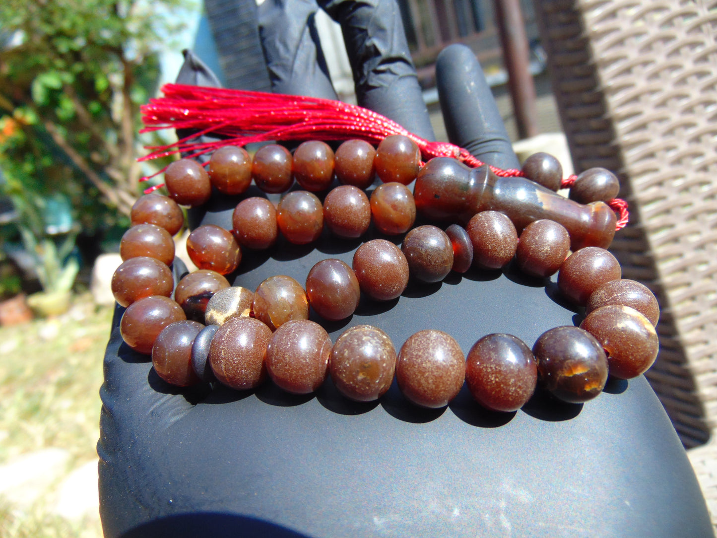 31 gr Tasbih Mesbah Rosary 33+2 Beads 10 mm Indonesian Red Amber for Healing 26TBA48